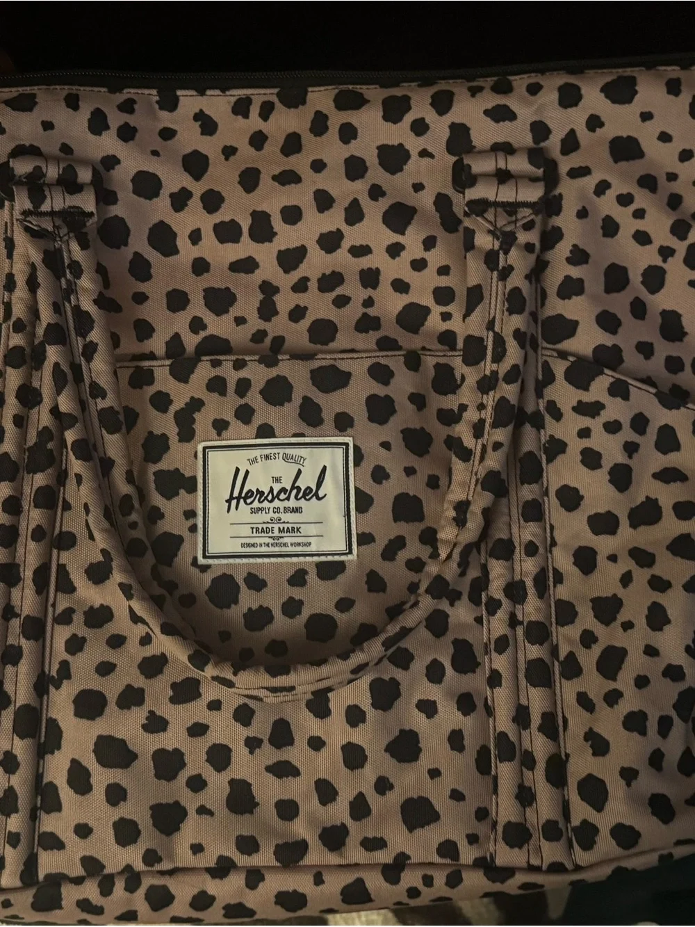 Herschel Supply Company Leopard Print Tote in Tan and Black with Red Lining